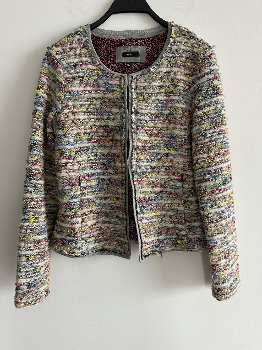 RIANI Multicolor Tweed Collarless Jacket
